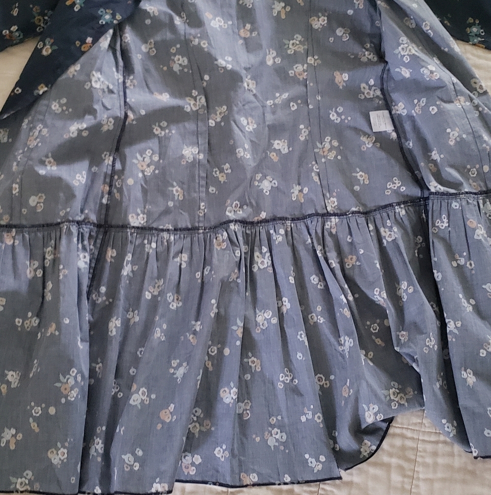 Charlotte Brody Cotton Dress Navy Button Front Dress Medium Made in USA - Picture 5 of 12
